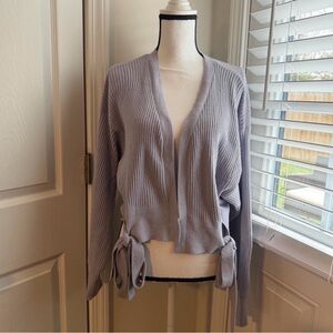 Lavender Gelato Pique Bow Ribbed Cardigan
